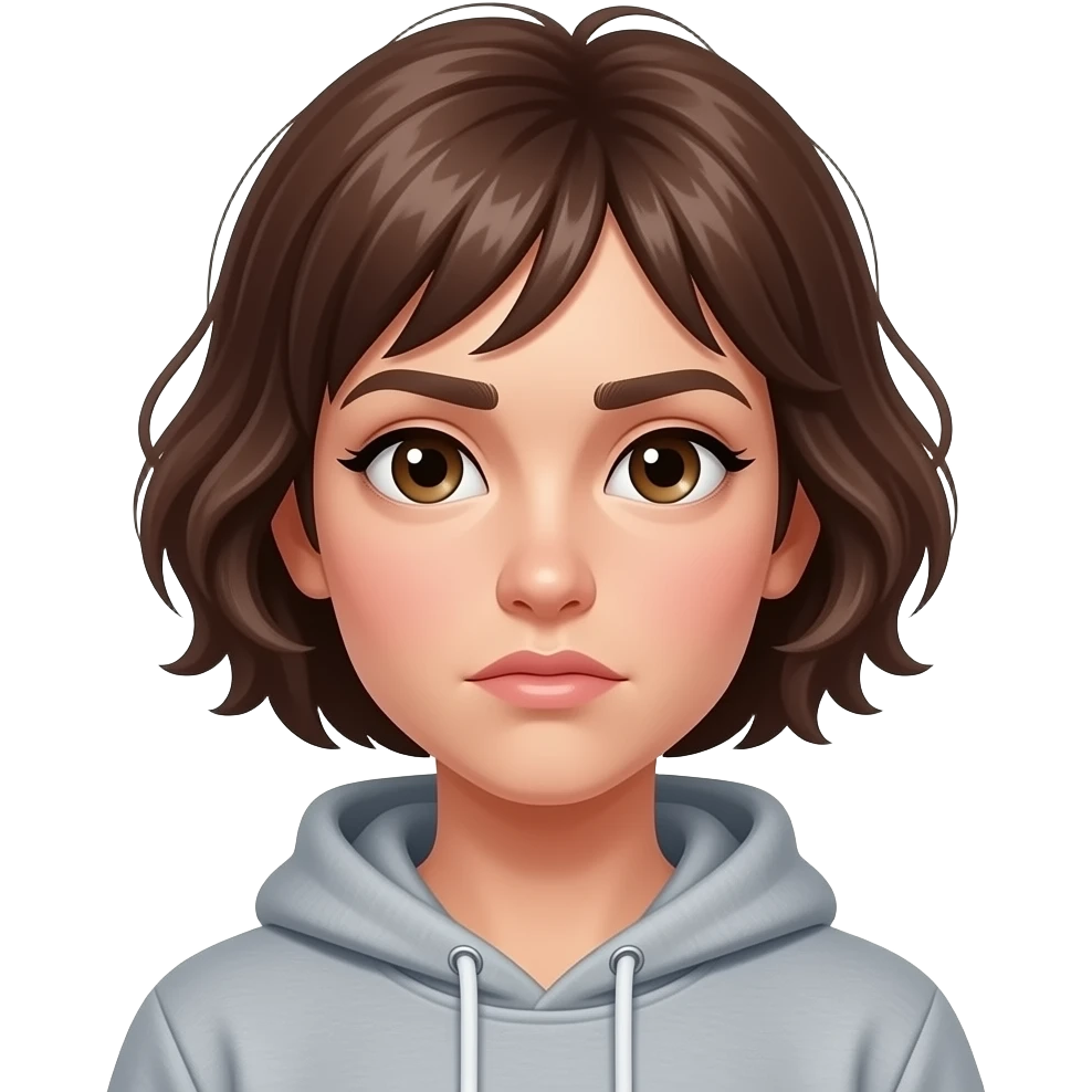 disheveled ungroomed woman with short hair and sweats emoji