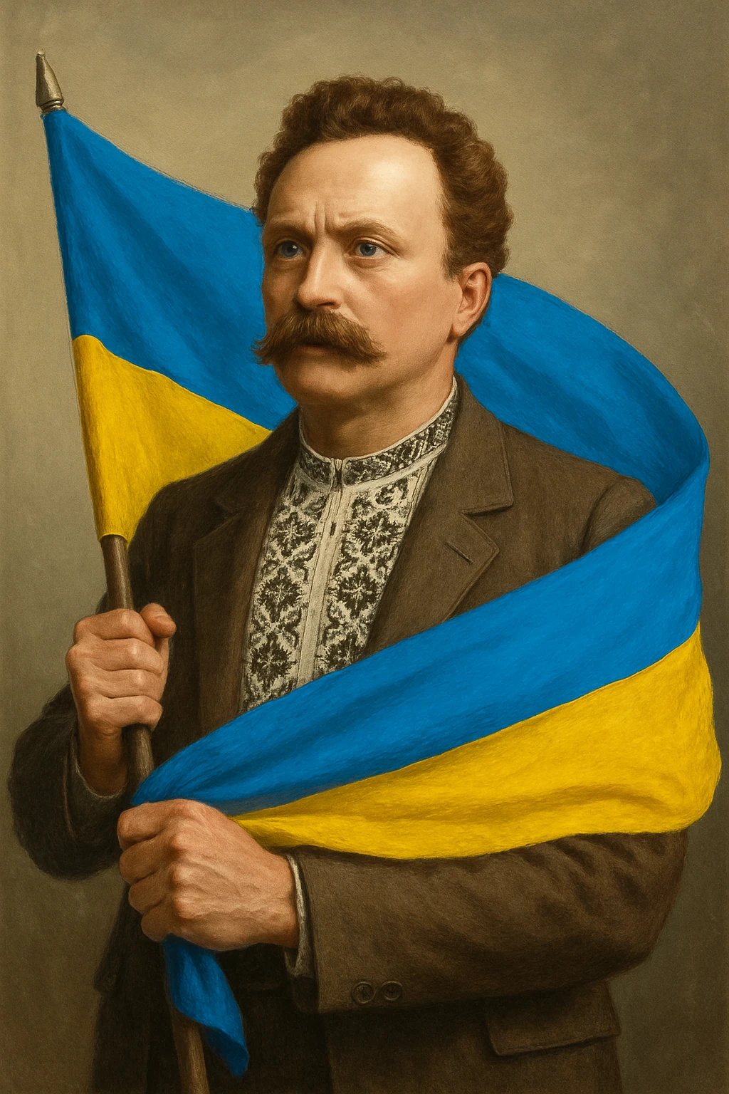 a man holds the Ukrainian flag in his hands emoji
