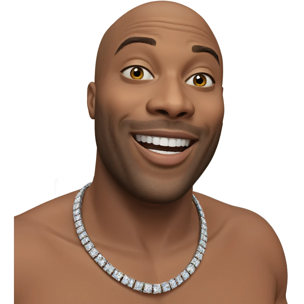 smiling bald man with jewelry emoji