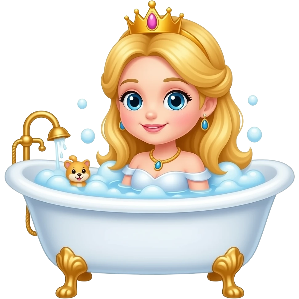 Cute blonde princess taking a bath on a bathtub emoji