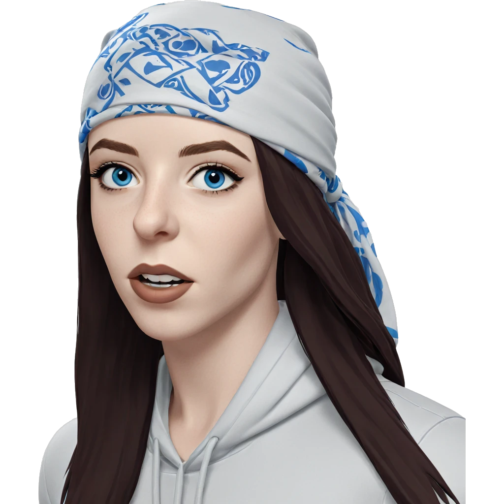 girl with bandana and blue eyes emoji