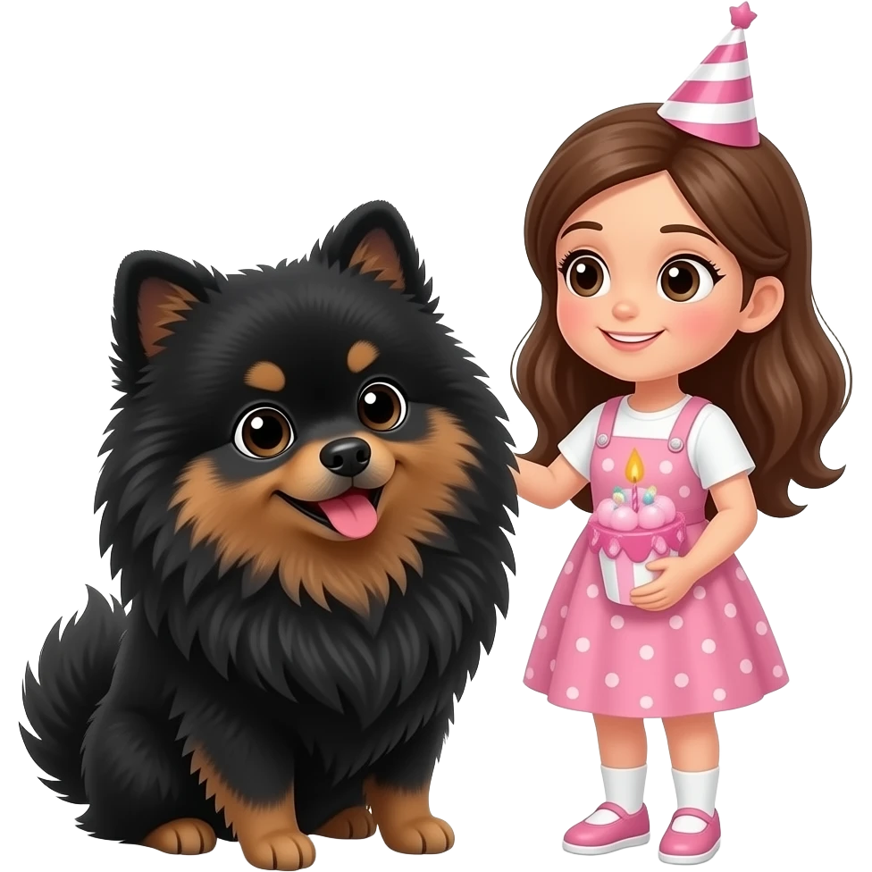 Lulu da pomerania preto parabenizando a aniversariante emoji