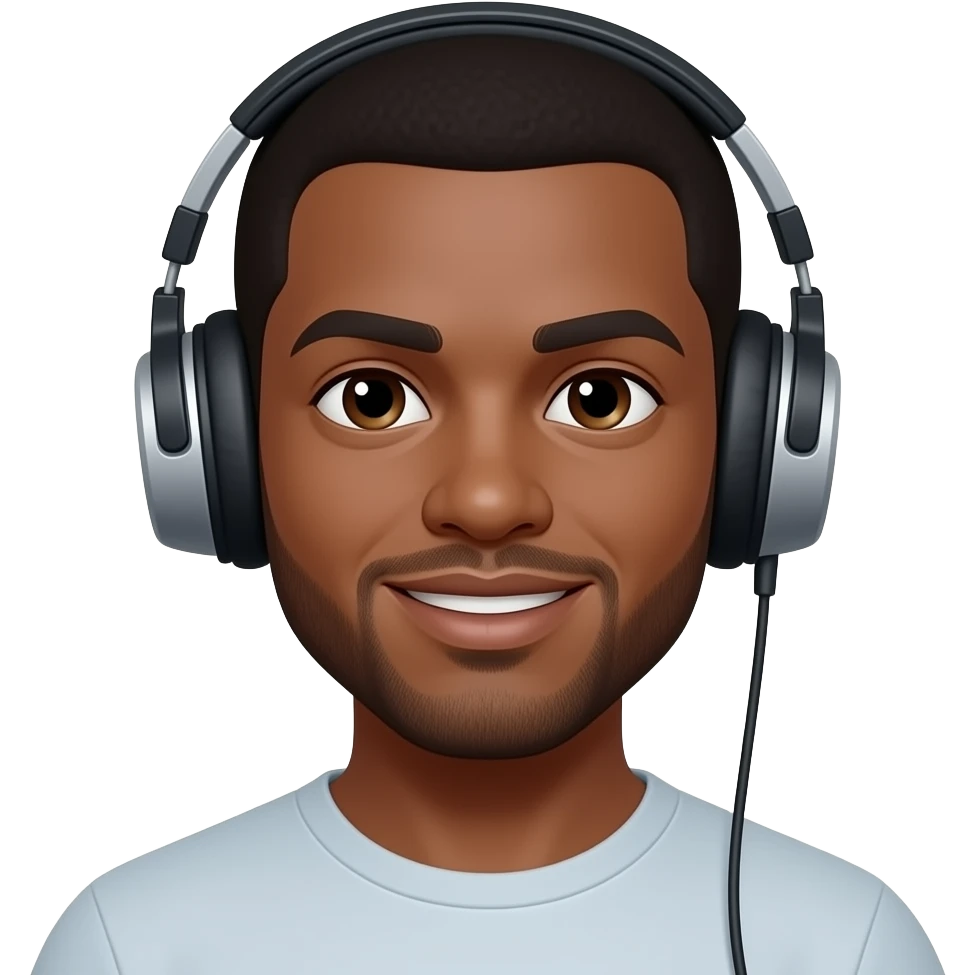 Yellow skin colot man listening a vibing music with headphones on emoji