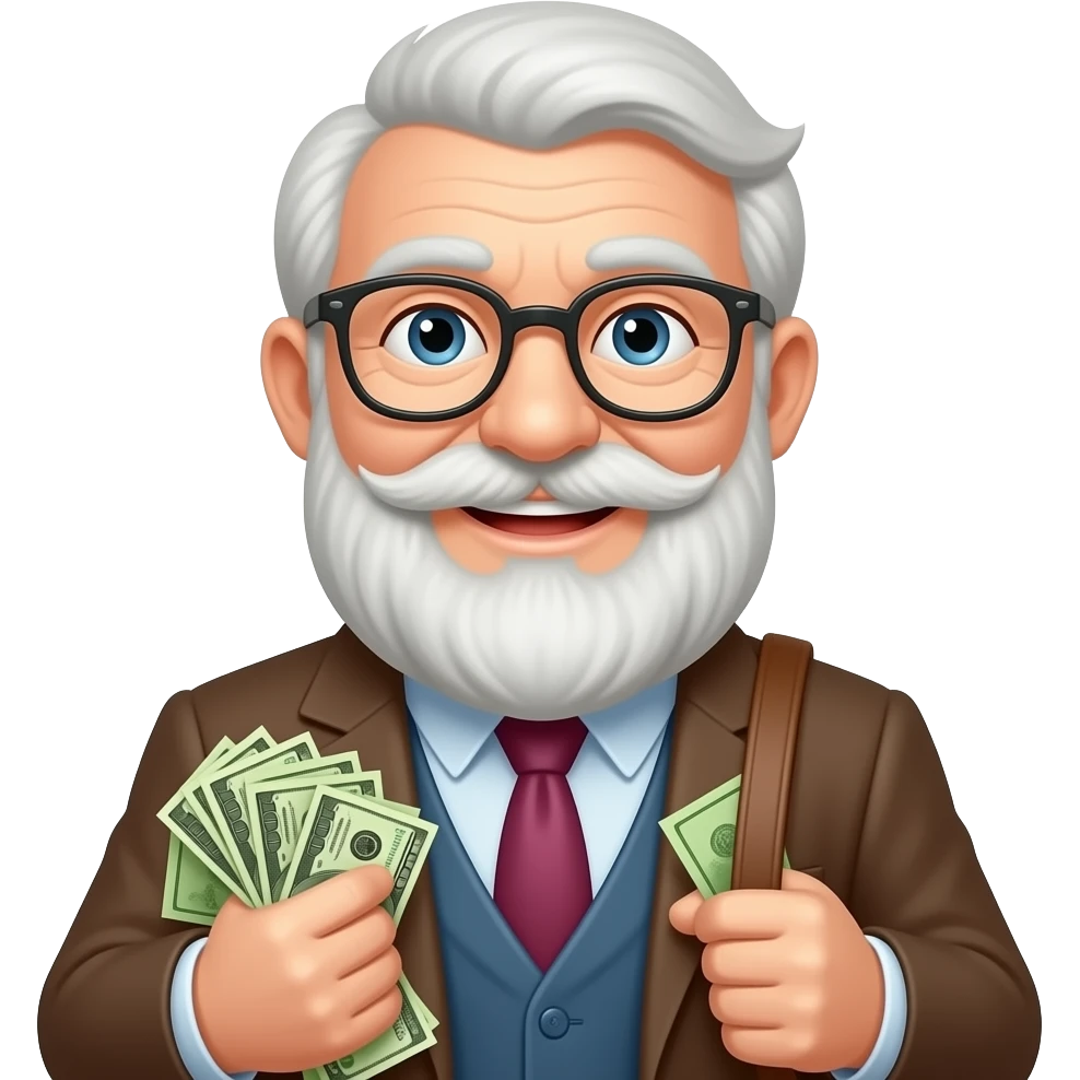 rich old man carrying money up body only emoji