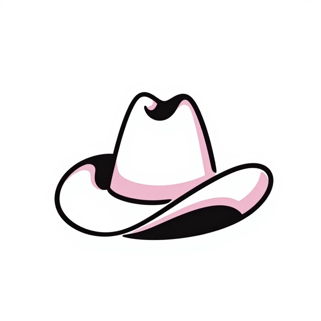 pink cowgirl hat, hand-drawn doodle, no text, minimal background emoji