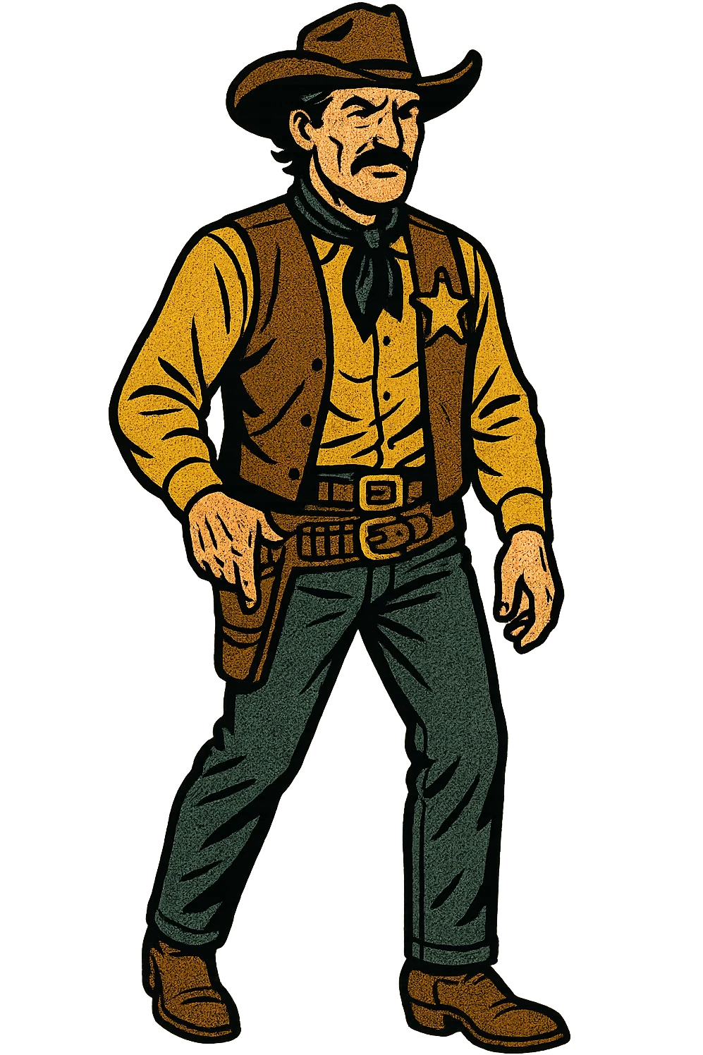 The full body of a middle aged sheriff from the American West emoji