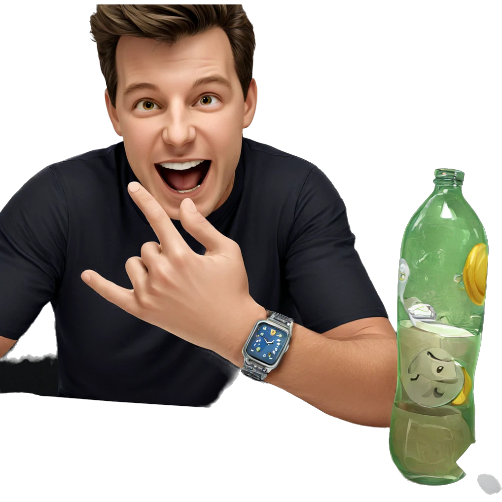 confident boy with a watch emoji