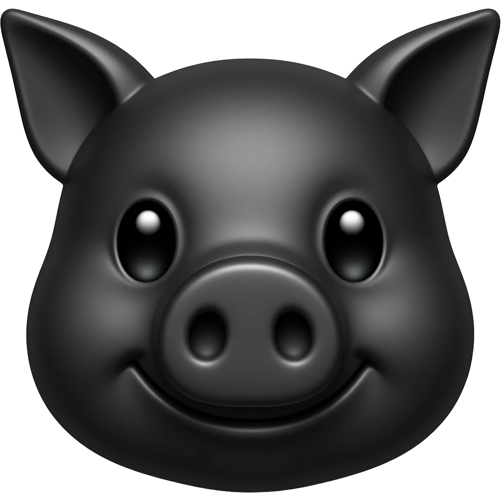 Black piggie face emoji