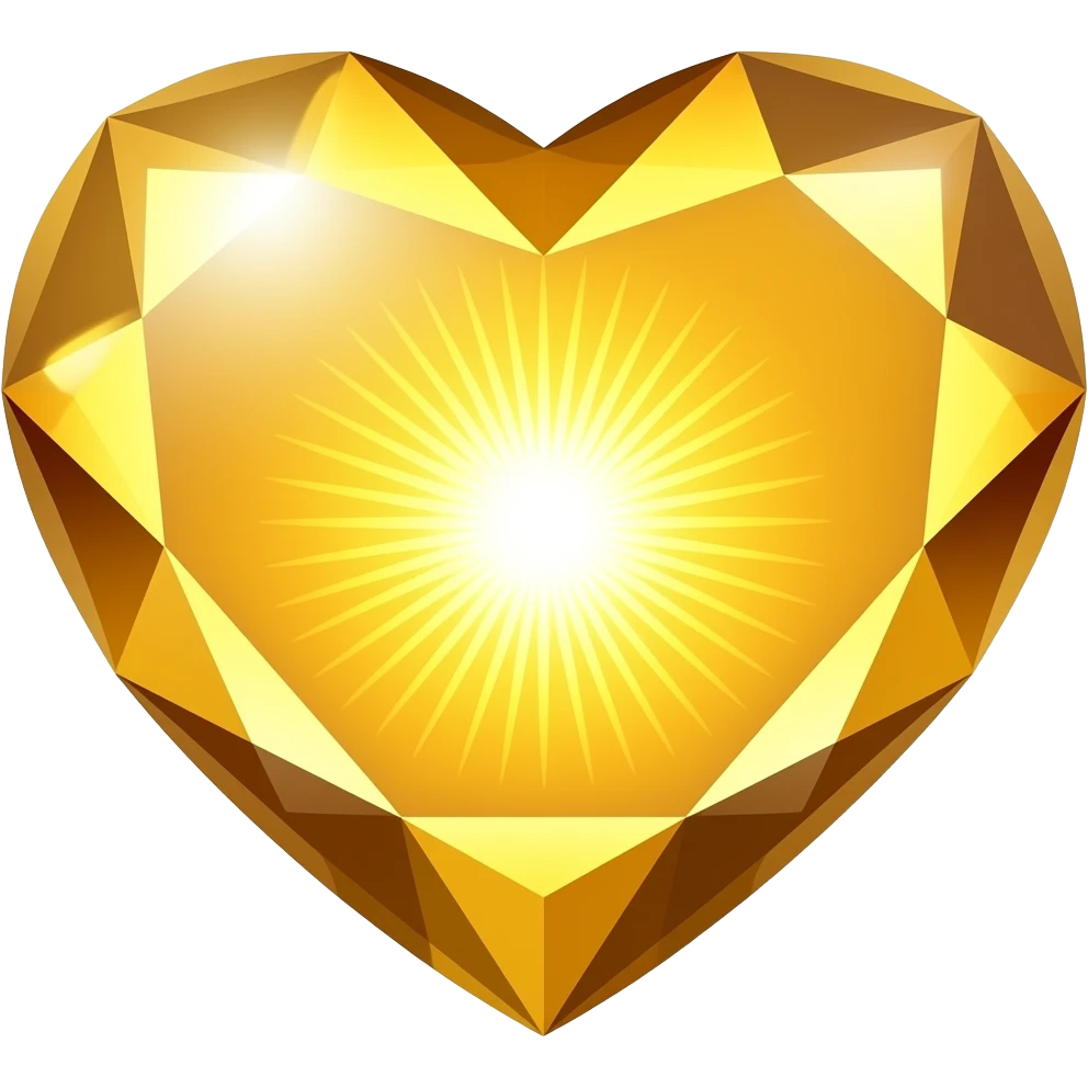 golden glowing heart energy radiant gemstone emoji
