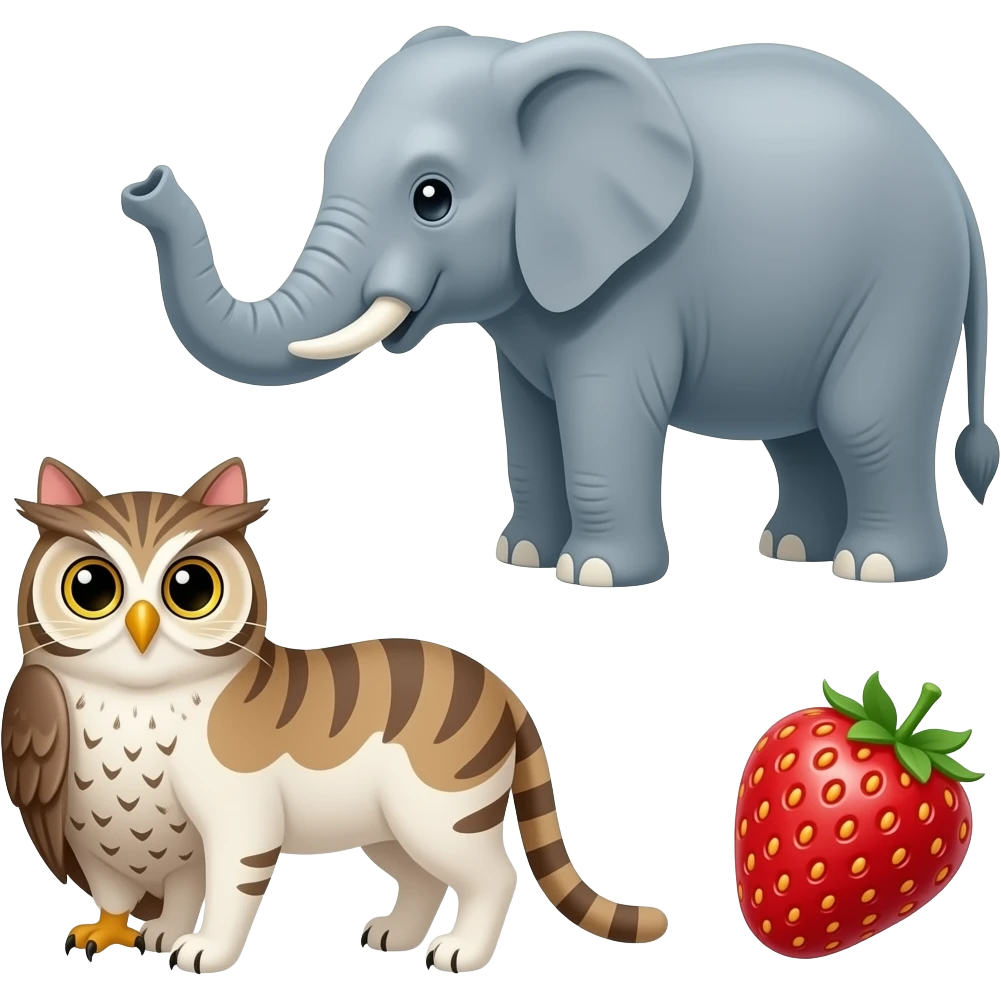 Cat owl strawberry elephant emoji
