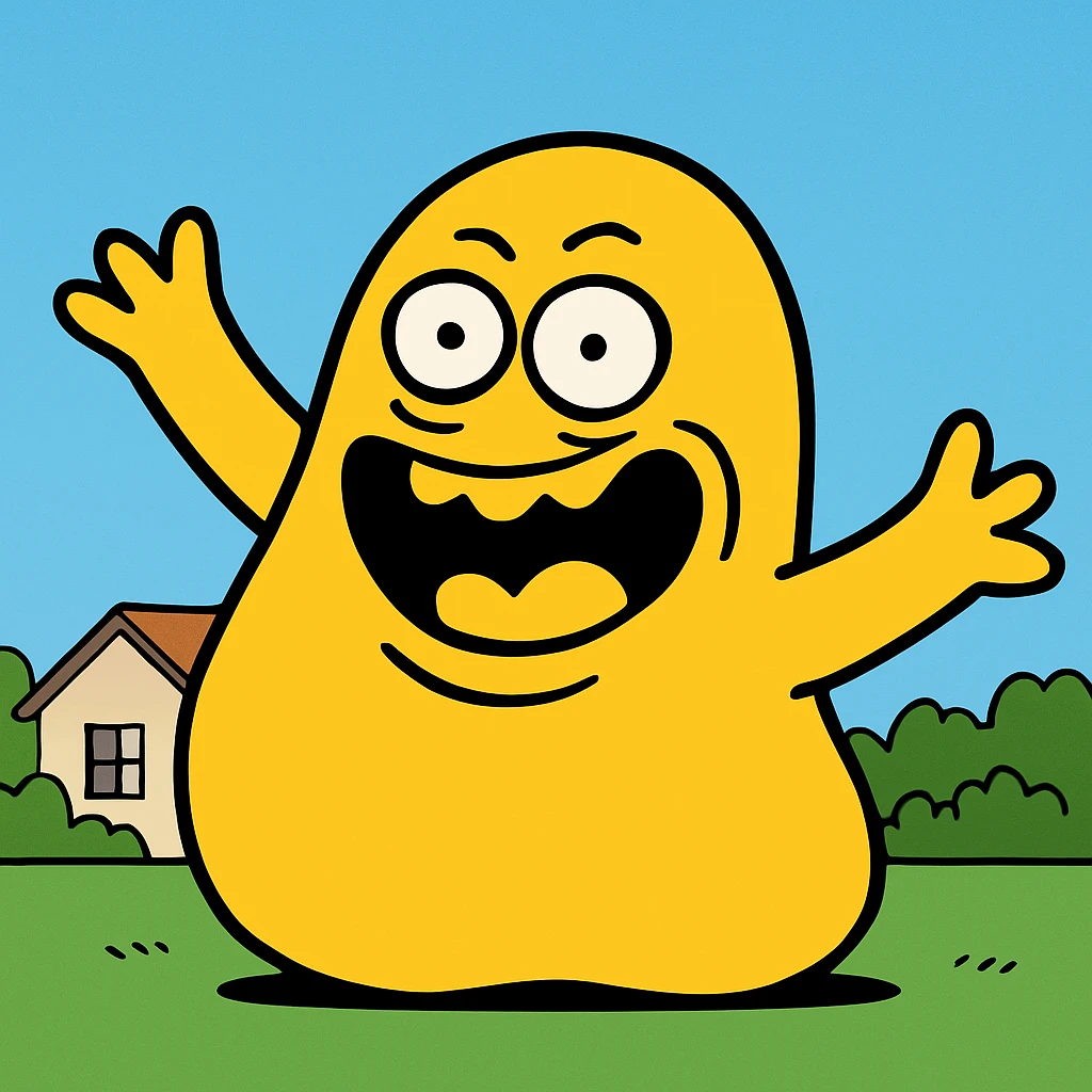 crazy minimal yellow blob, simple and bold emoji