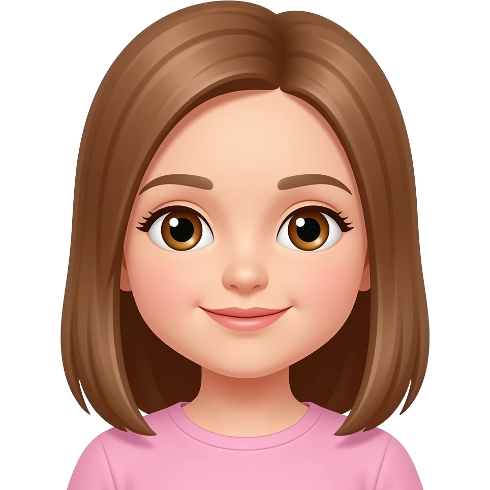 Niña pequeña con pelo castaño claro liso y ojos marrones emoji