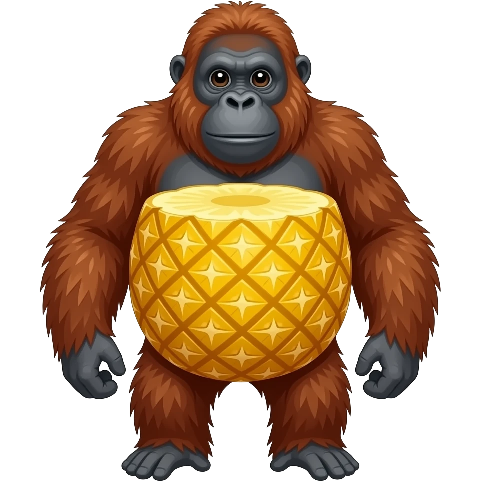 Orangutan with pineapple belly emoji