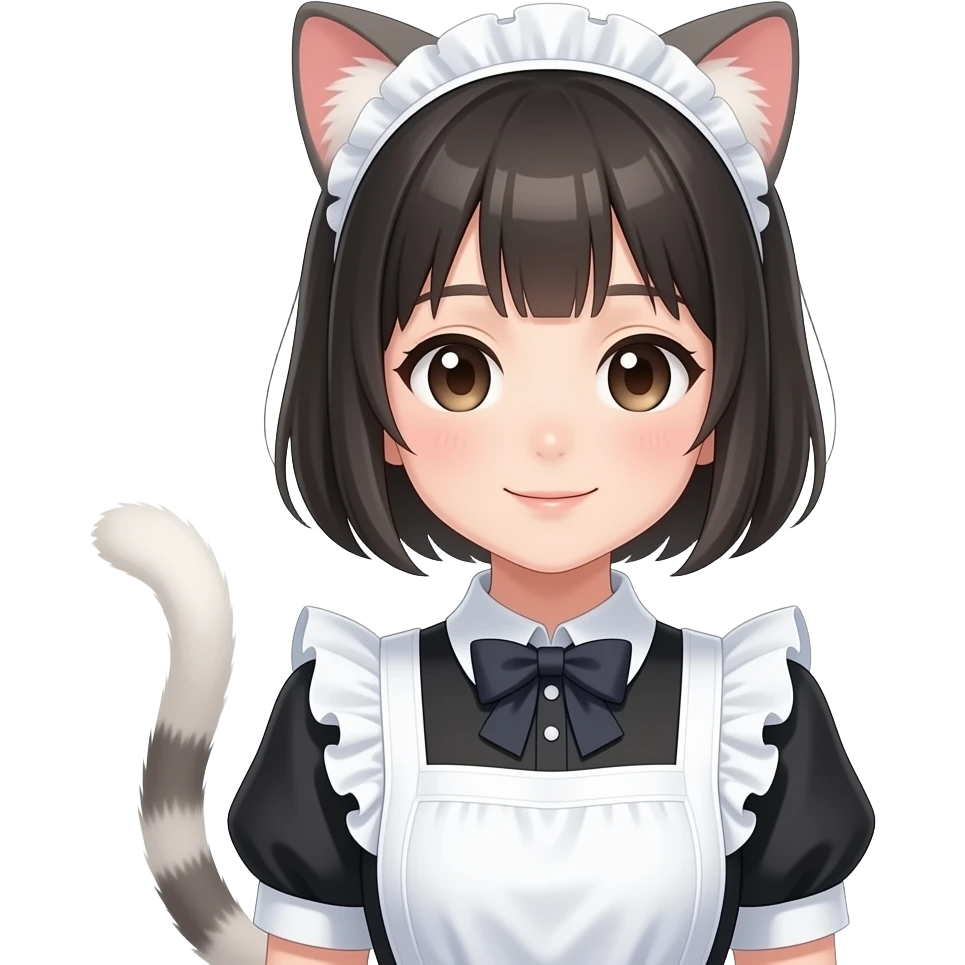 a japanese girl with cat ears &tale with maid outfit emoji
