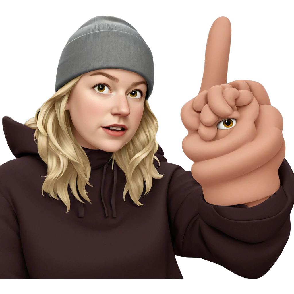blonde girl in stylish hat emoji