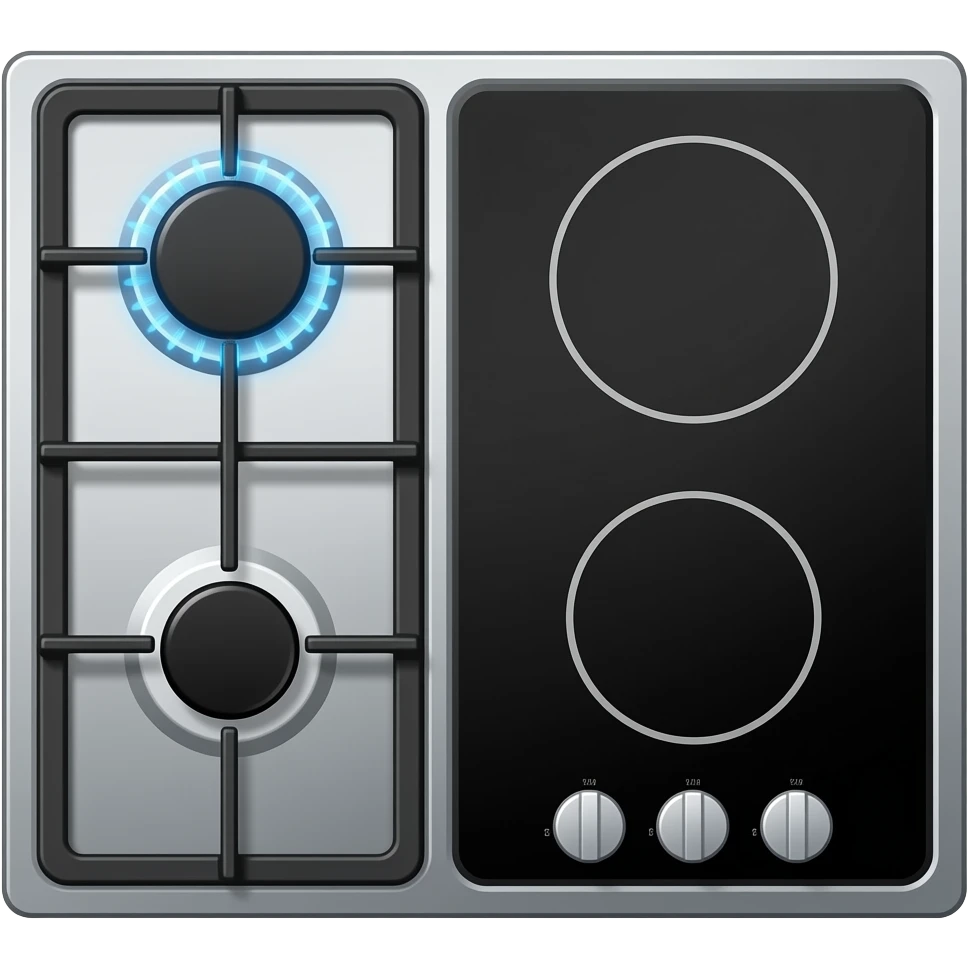 cooktop one gas burner and one induction emoji