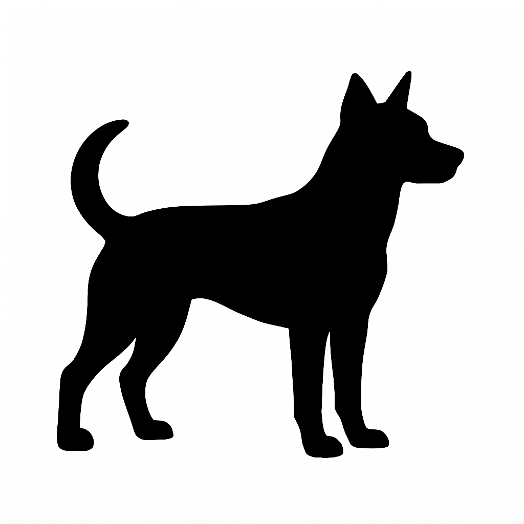Dog black silhouette white background emoji