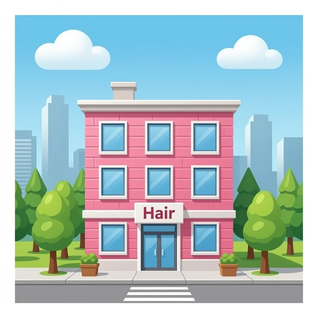 Pink building name Hair emoji