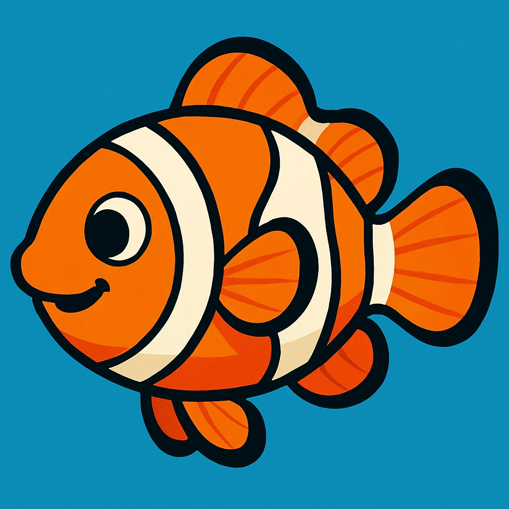 clownfish, vibrant cartoon style, simple background emoji