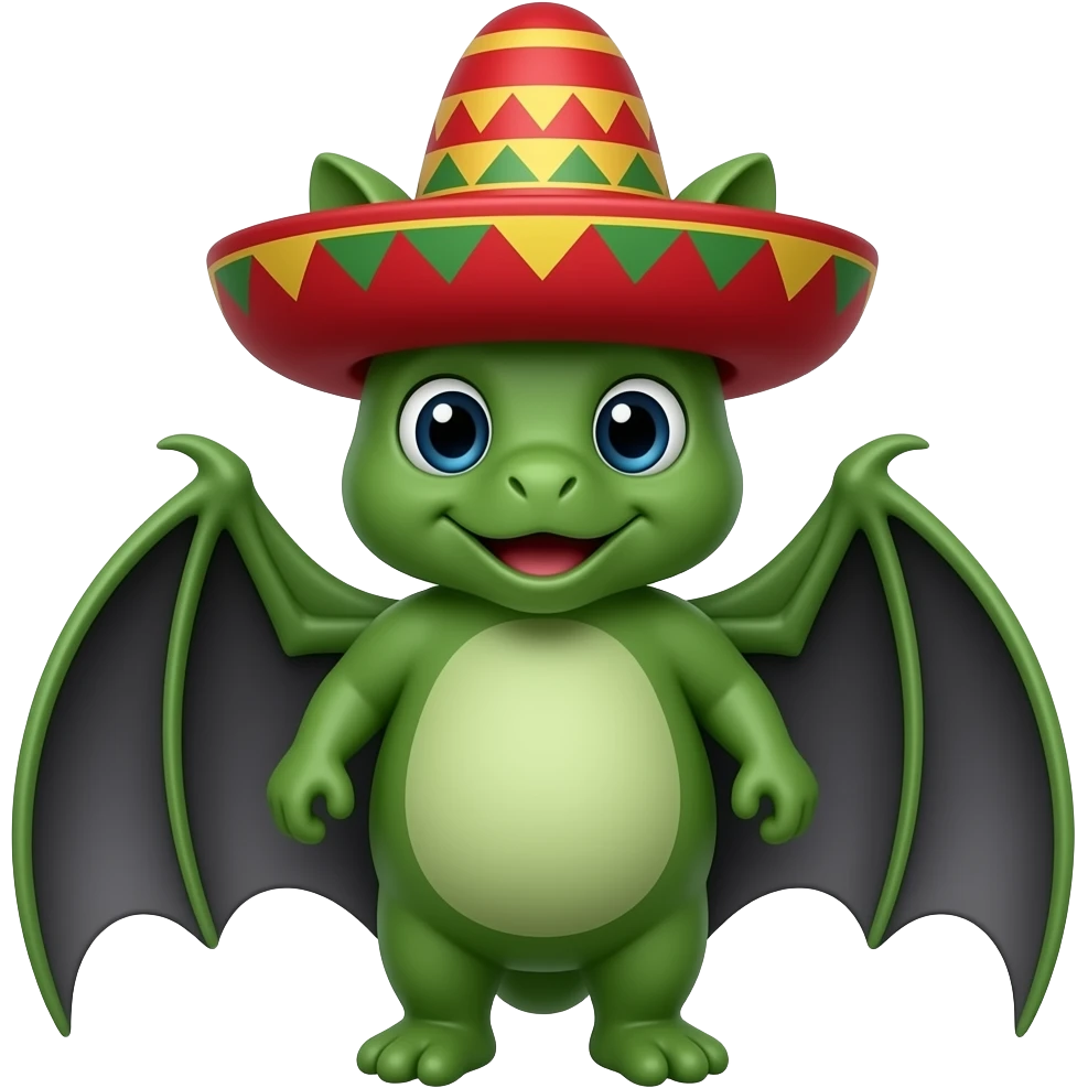 green bat with red mexican hat emoji