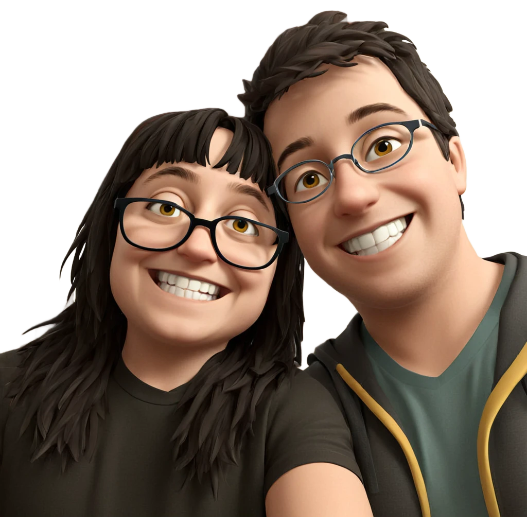 smiling boys indoors with glasses emoji