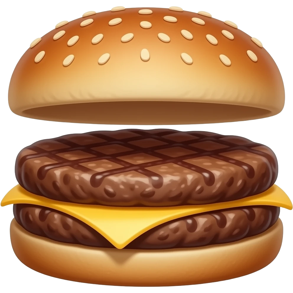 Only two beef patties with yellow cheese  in the middle. No bun or other parts of the burger, just the beef patties emoji