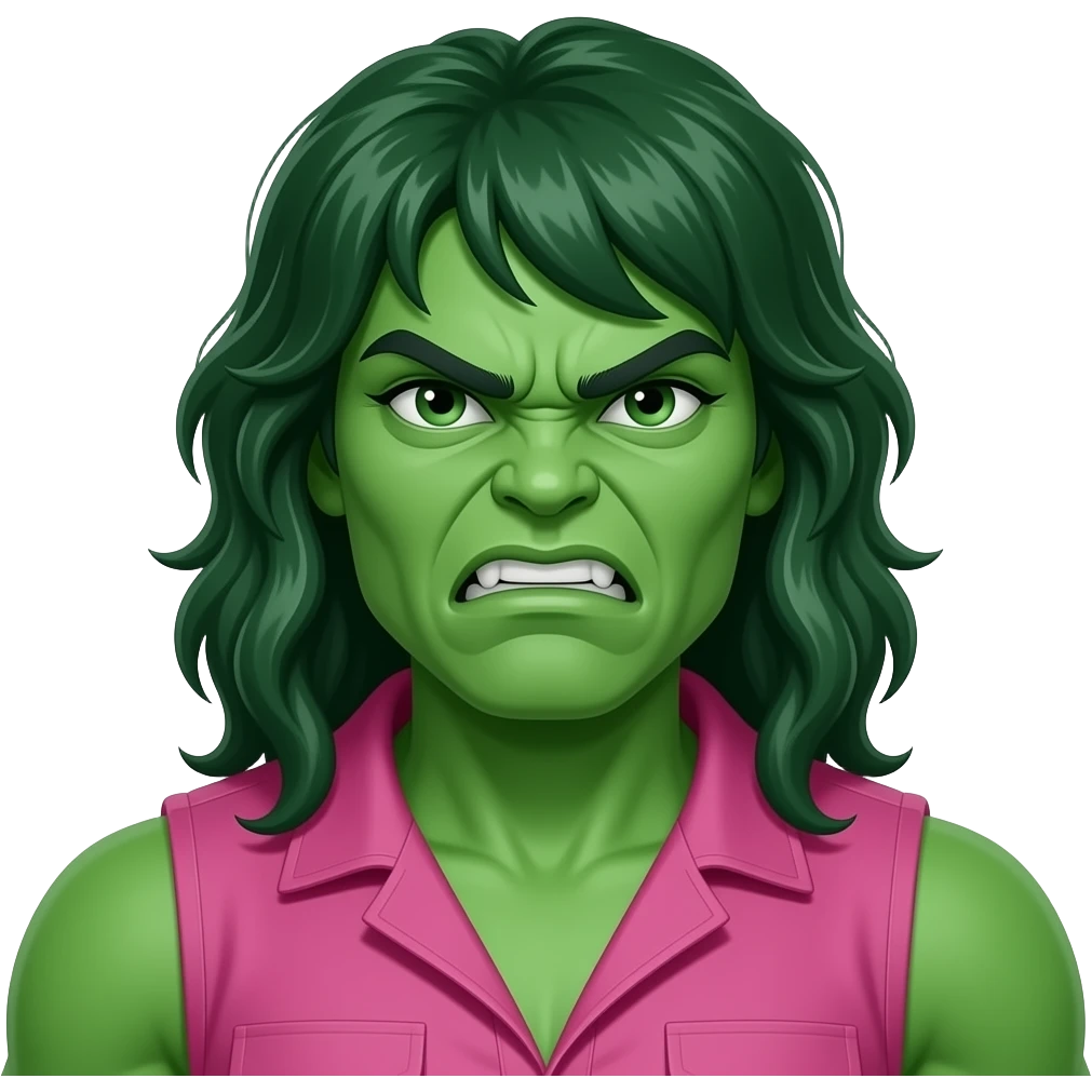 angry she-hulk wearing pink clothes emoji