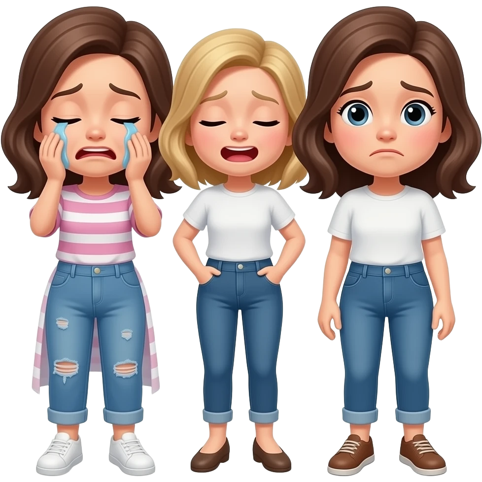 Sobbing but also happy and confused lady emoji