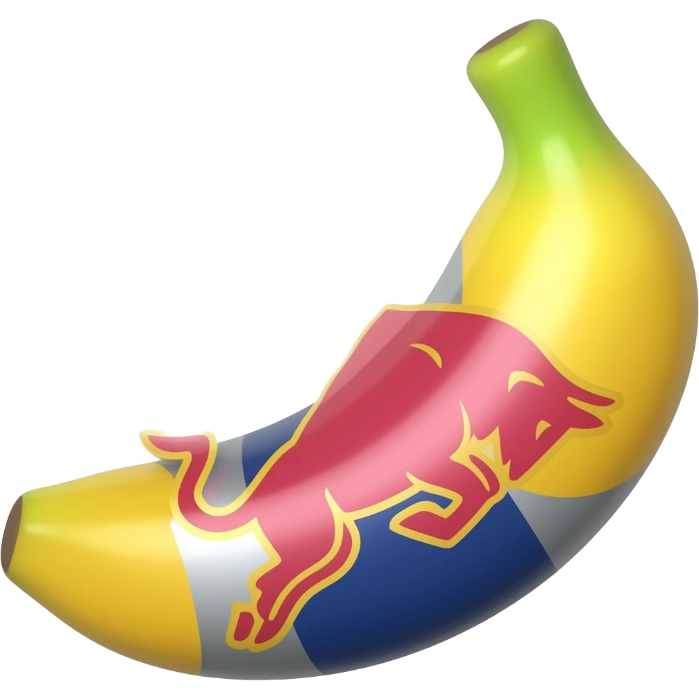 Rede Bull emoji with the shape of a banana emoji