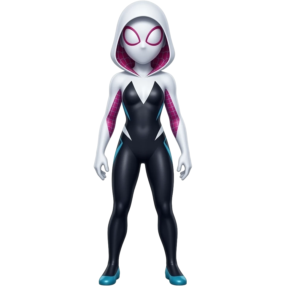 full standing spider gwen in proper spiderman suit with mask emoji