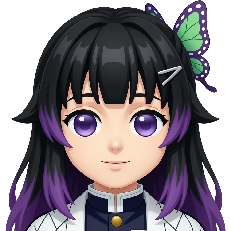 Otsutsuki hairstyle purple tips and black hair butterfly hairclip make it with mitsuri emoji