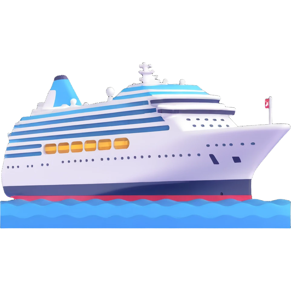A modern cruise ship sailing on the ocean emoji