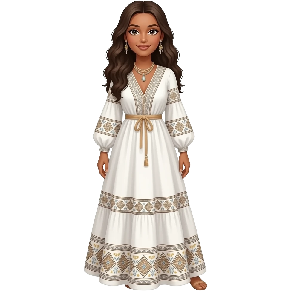 Long white skirt bohem emoji