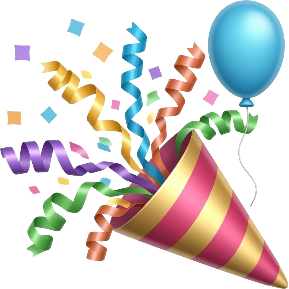 party popper with more elements emoji