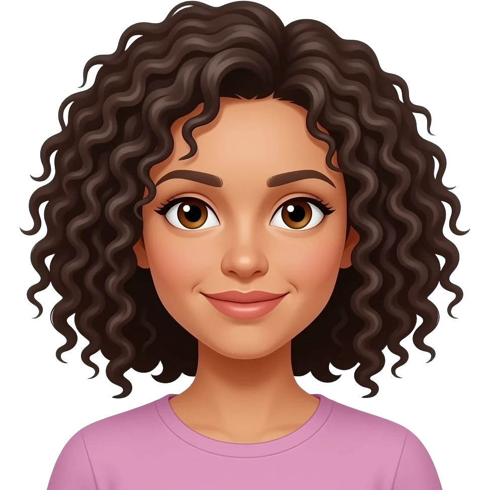 Sie hat eher sie locken die man immer mit den fingern machen soll. Braune Augen. emoji