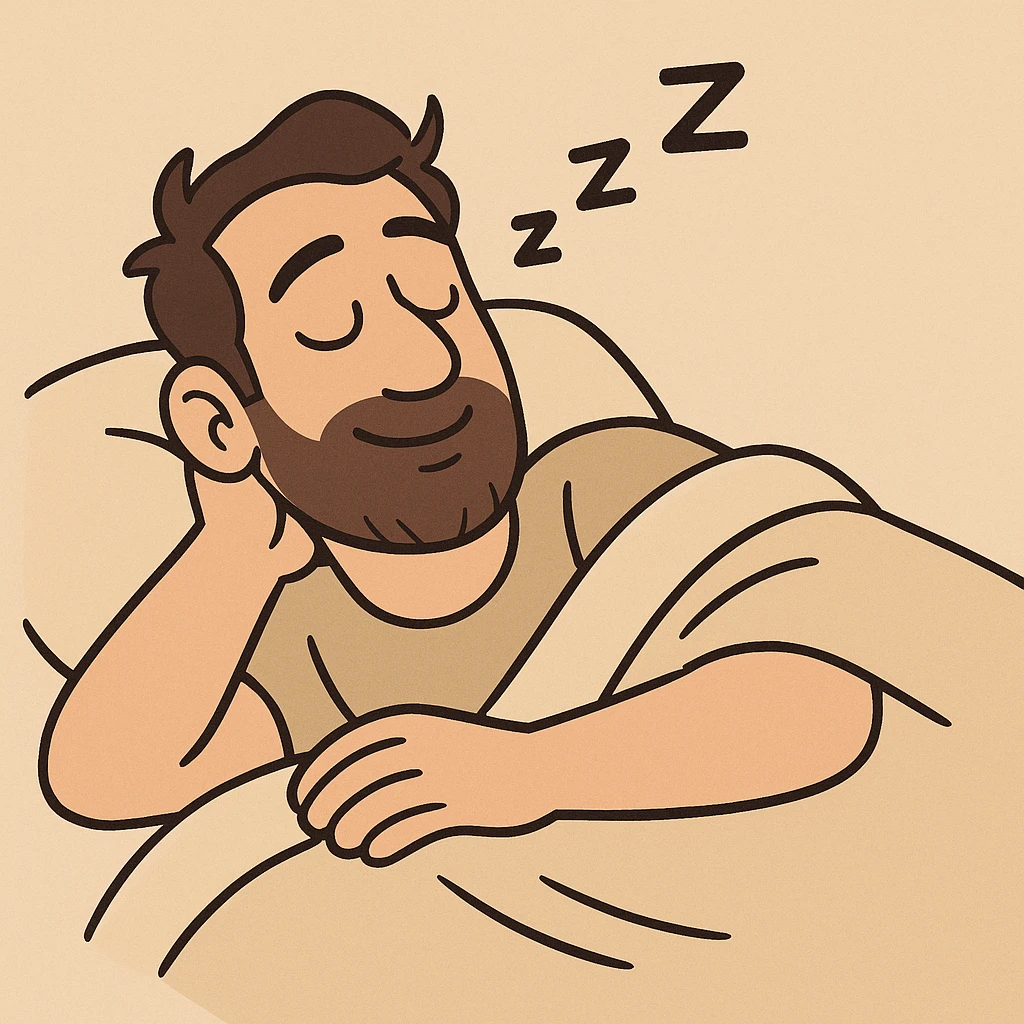 man sleeping peacefully with a blanket, simple and clear, minimal style, gentle expression, relaxed pose emoji