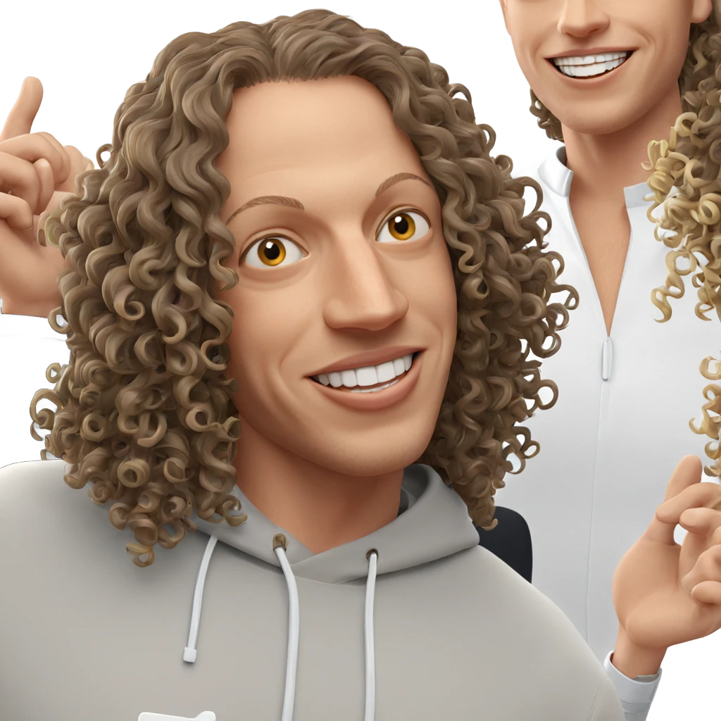 smiling person with curly hair emoji