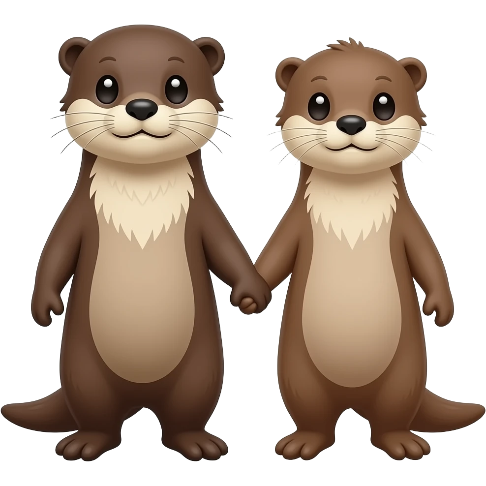 two otters together holding hands (male+female) emoji