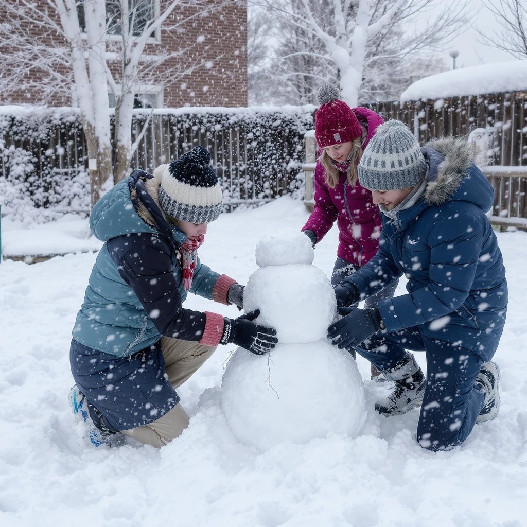people making a snowman emoji