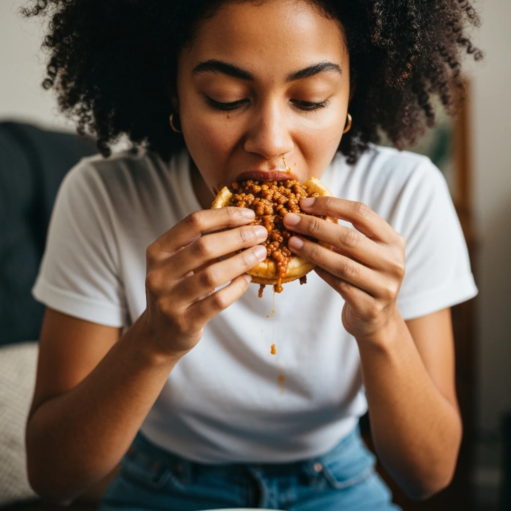 person eating sloppy joe emoji