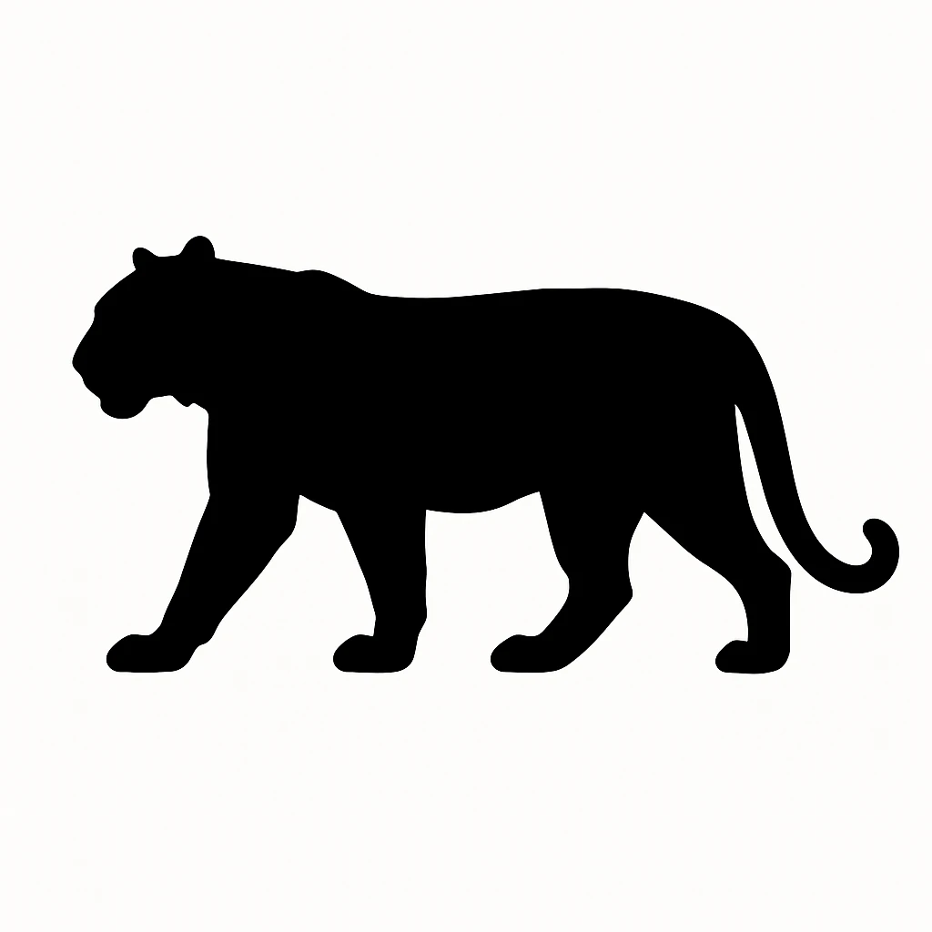Tiger black silhouette white background emoji