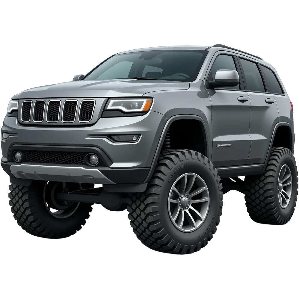 Gray grand Cherokee with offroad tires emoji