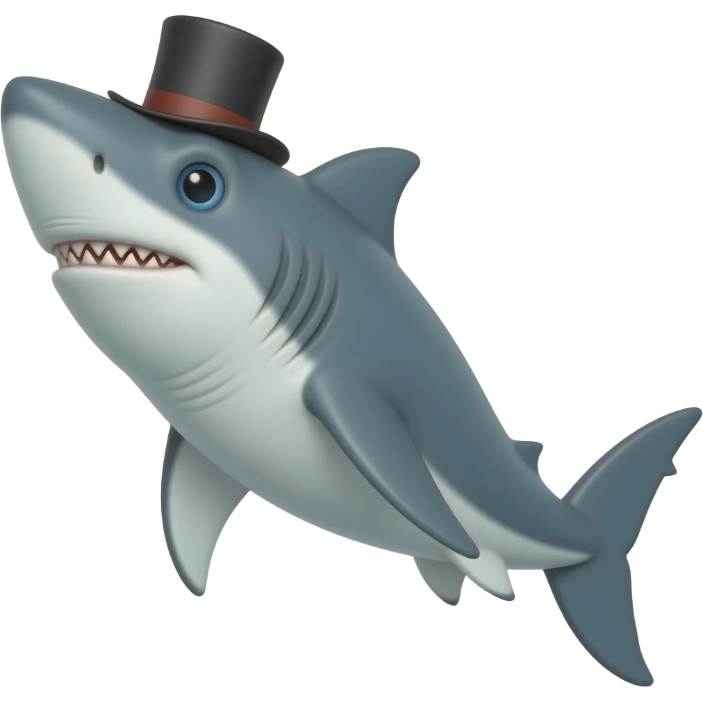 Shark with a top hat emoji