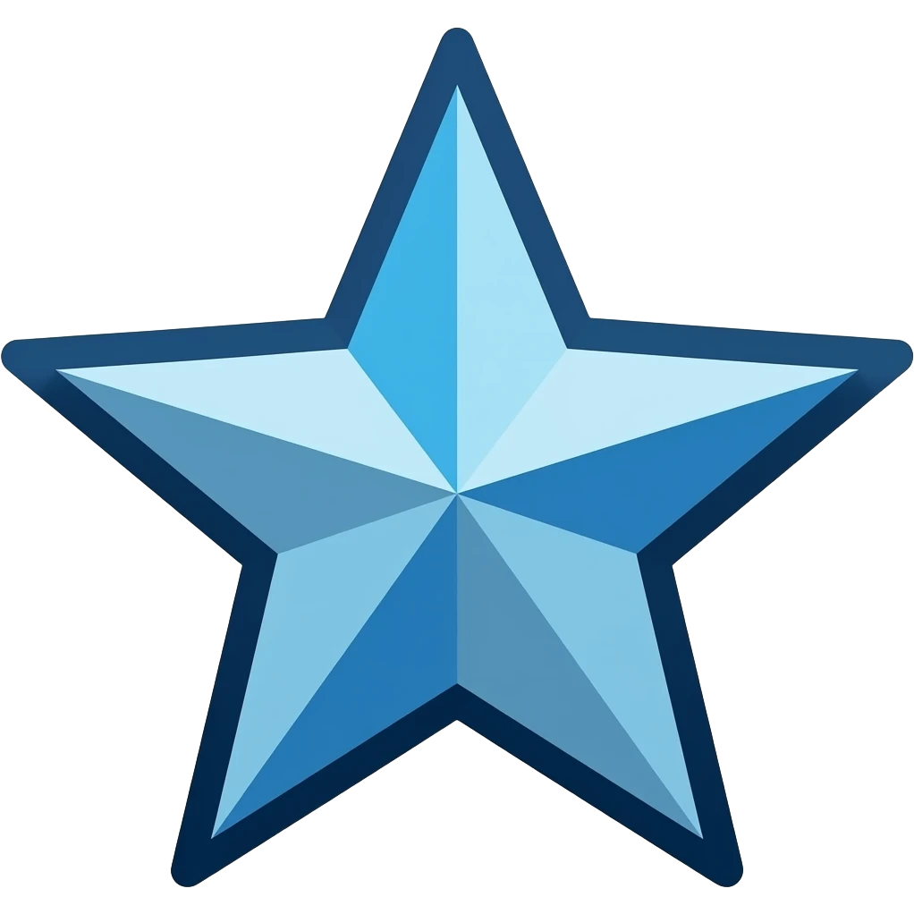blue star wiht line dark blue and mid light blue emoji