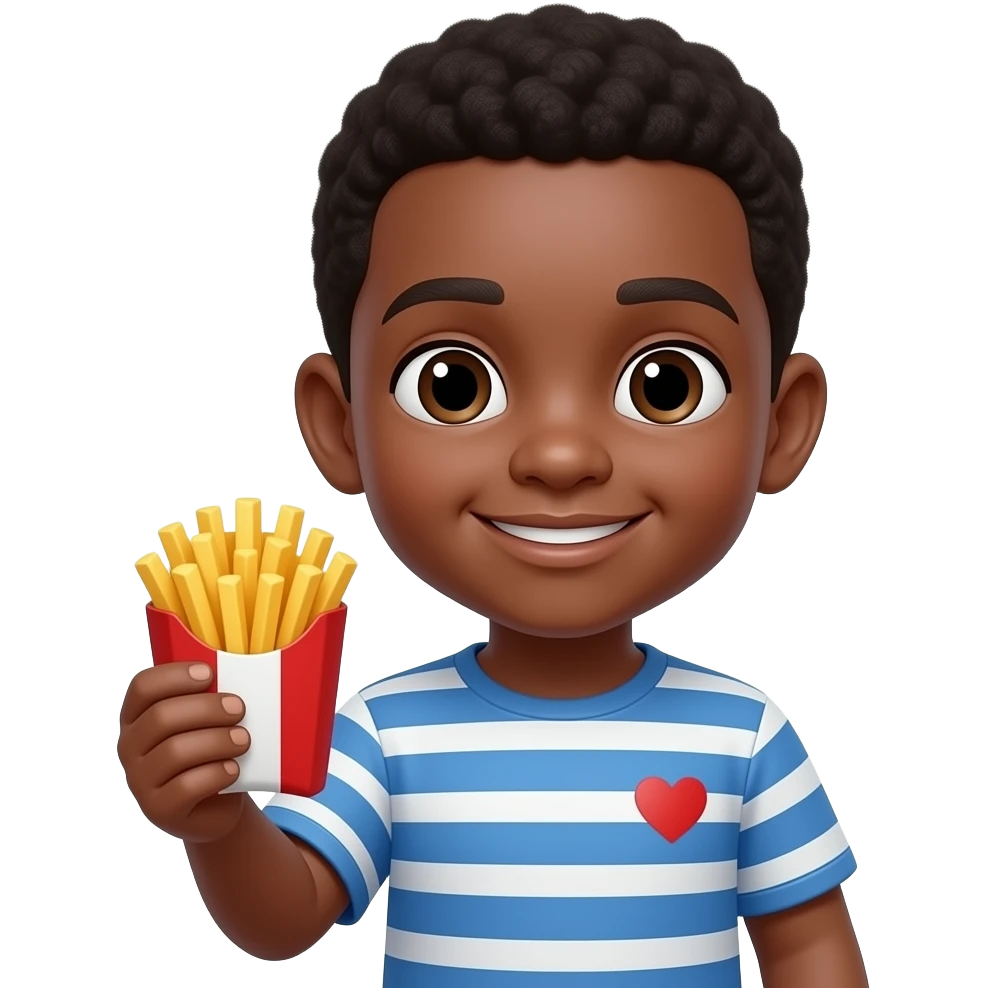 black boy holding french fries emoji
