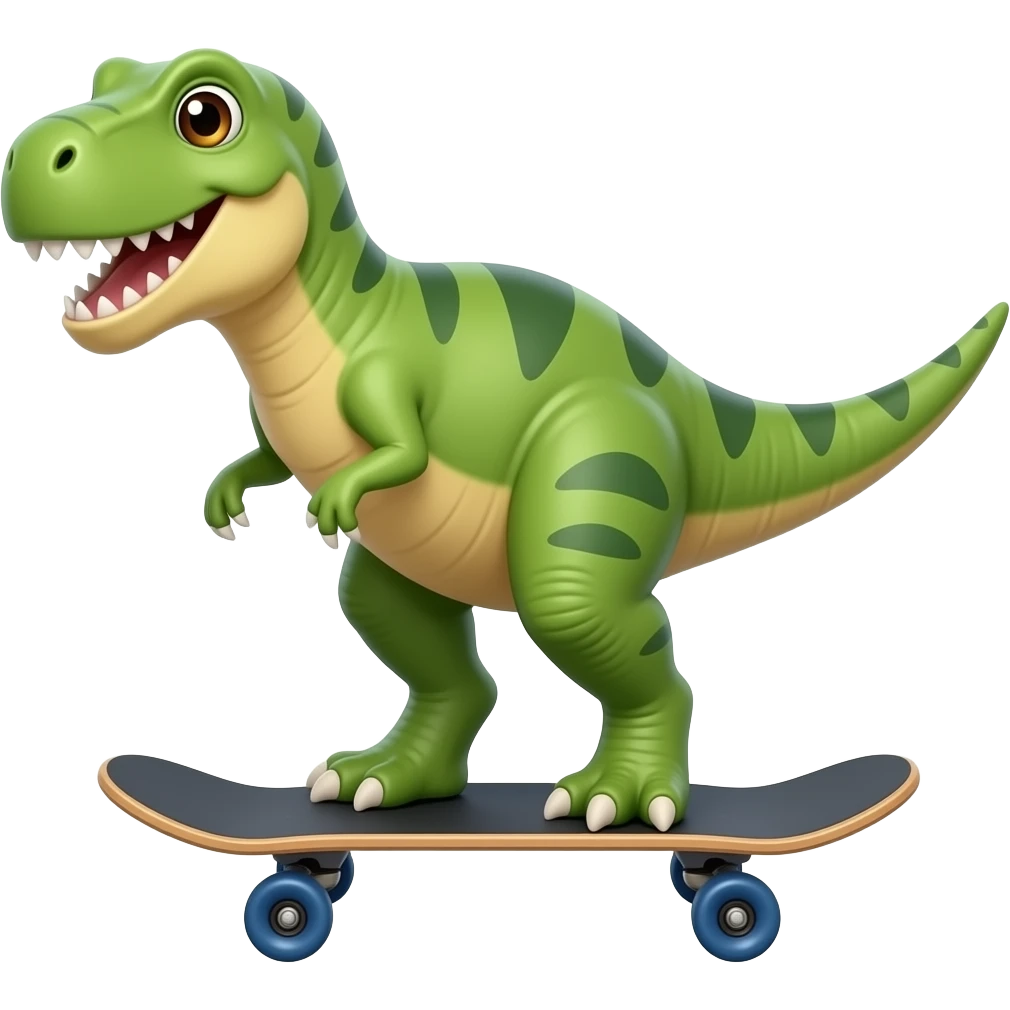 Dinosaur on a skateboard emoji