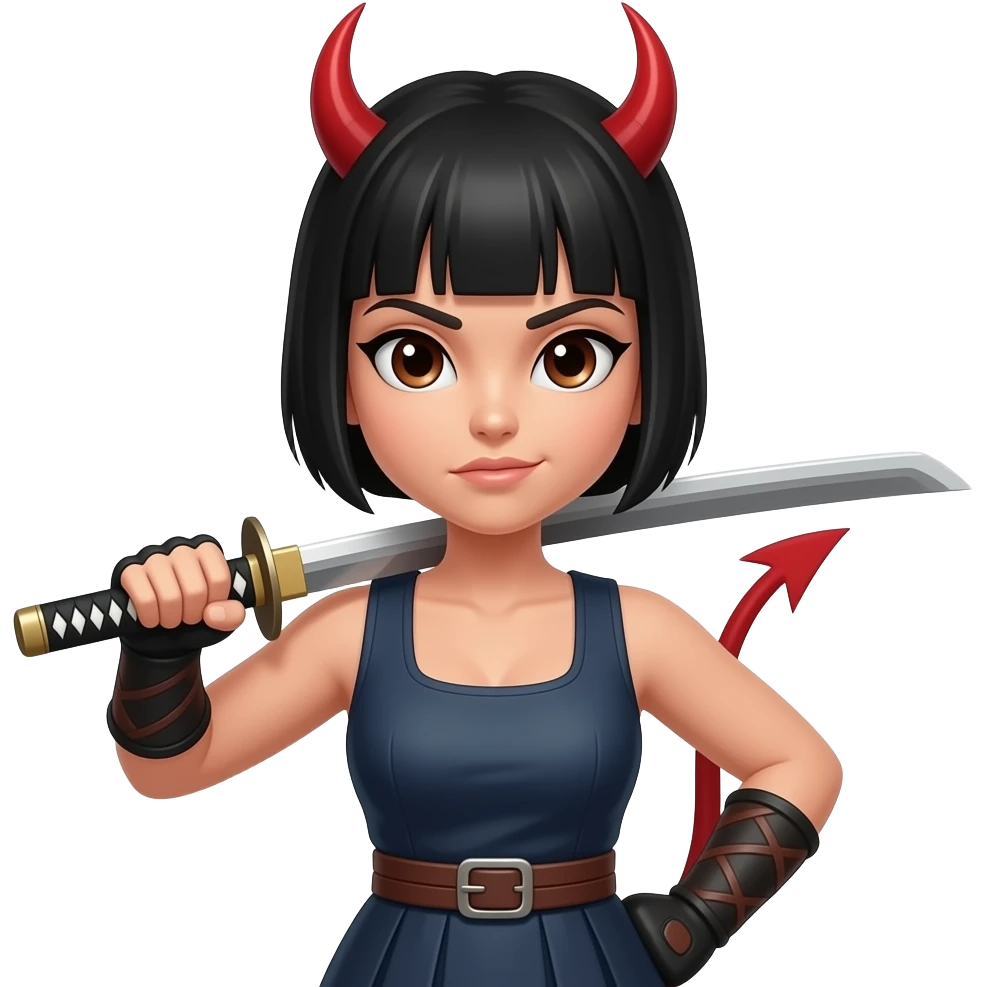 Tajiro. Y. Su. Catana. Y. Nezuko.  Ya. No es.   Un. Demonio.   Es. Mujer.  Y. Habla emoji