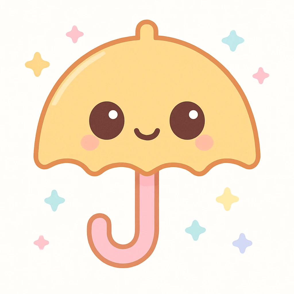 kawaii style dalgona candy with umbrella shape, inspired by Squid Game emoji