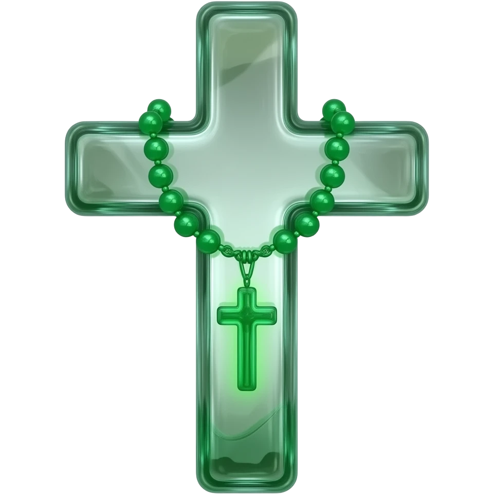 cruz sagrada verde água vidro neon com rosário verde água vidro neon emoji