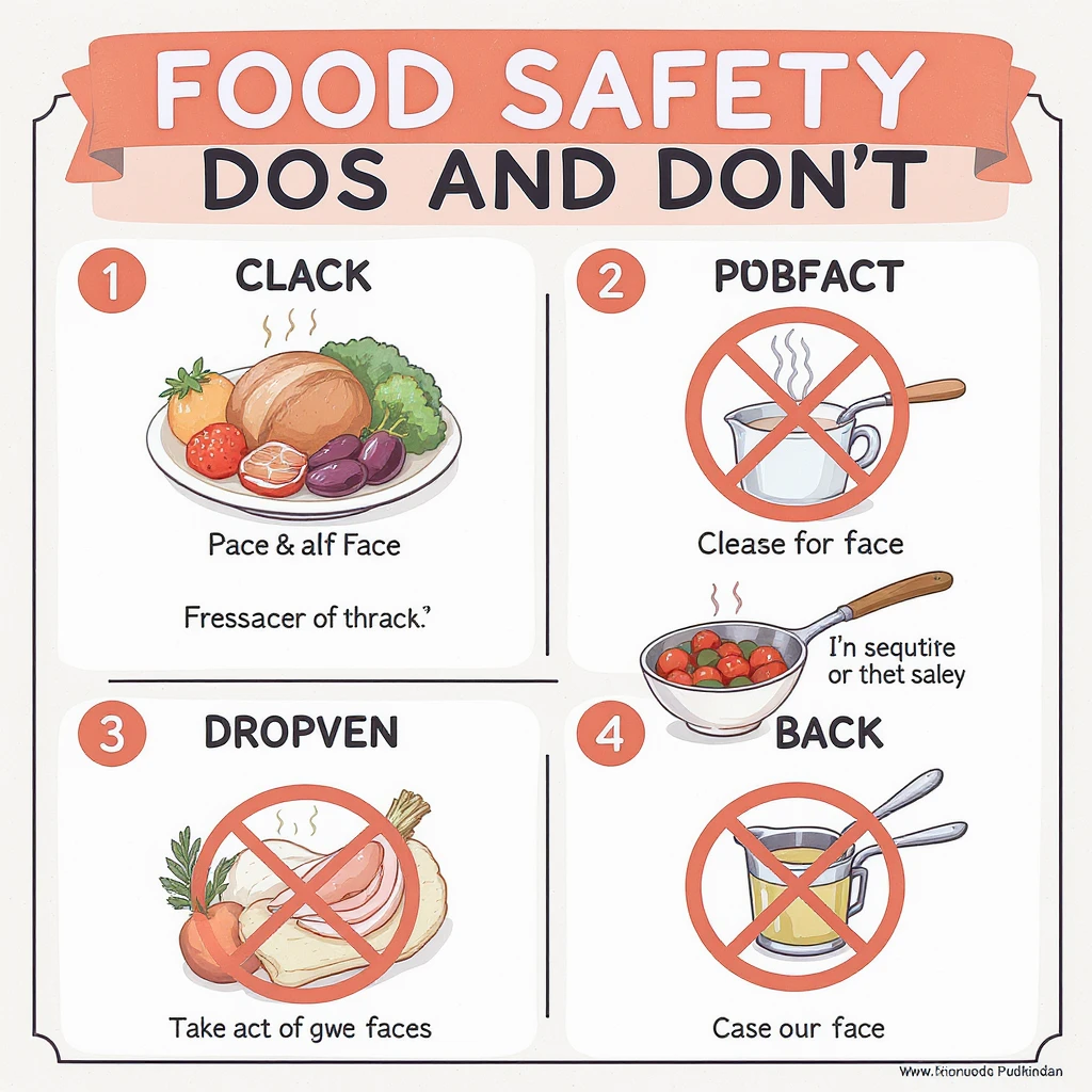 make a detail poster with title of "food safety dos and dont" emoji